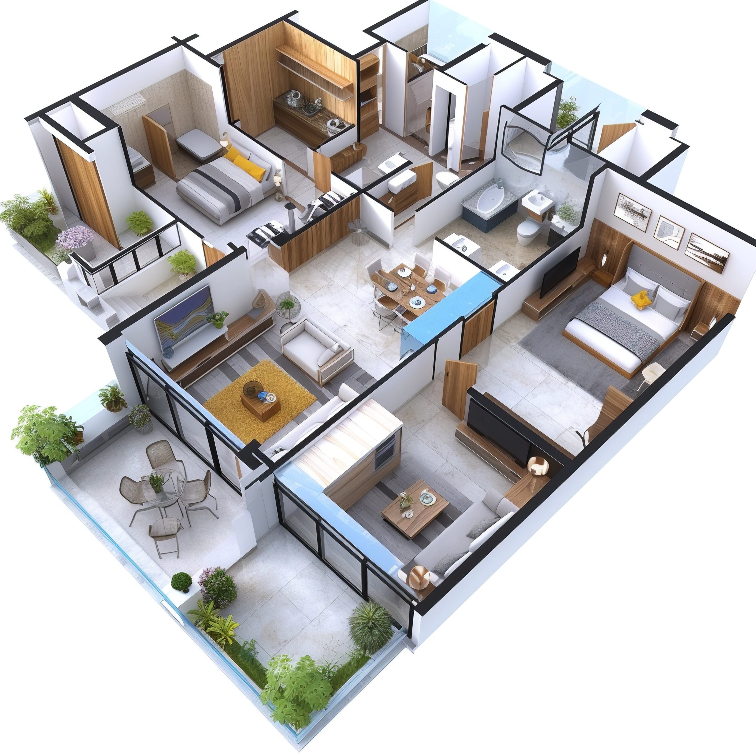 3d view house model luxury house model scaled